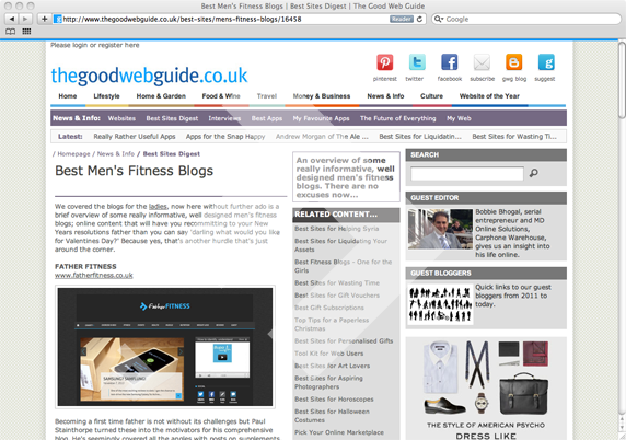The Good Web Guide - Best Men's Fitness Blogs